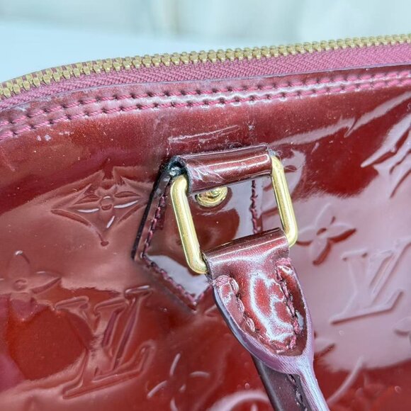Louis Vuitton Burgundy Alma MM Top Handle Bag Monogram Vernis - Picture 10 of 10